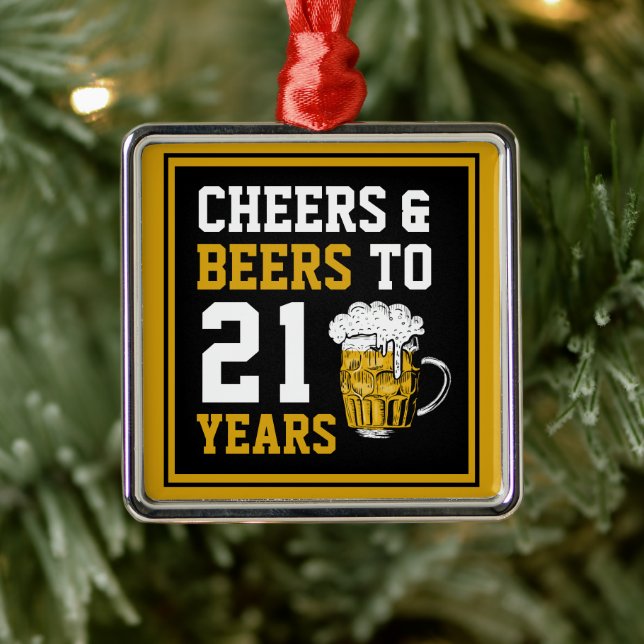 21st Birthday Cheers & Beers to 21 Years Metal Ornament (Tree)
