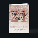 21st Birthday Chic Glitter Shadow Card<br><div class="desc">Modern chic girly birthday card for 21st birthday. featuring champagne design sparkly glitter texture,  rose gold 21 and calligraphy script twenty one.  Personalize with a name and your message.</div>