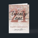 21st Birthday Chic Glitter Shadow Card<br><div class="desc">Modern chic girly birthday card for 21st birthday. featuring champagne design sparkly glitter texture,  rose gold 21 and calligraphy script twenty one.  Personalize with a name and your message.</div>