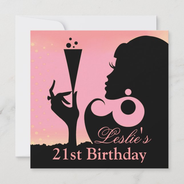 21st Birthday Cocktail Party pink Invitation (Front)