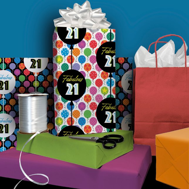 21st Birthday Colourful Balloons  Wrapping Paper Sheet (Creator Uploaded)