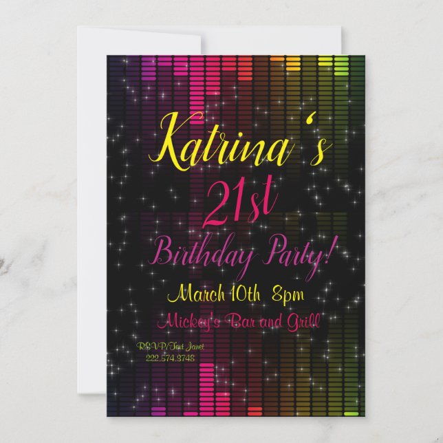 21st Birthday, Colourful Birthday Invitation (Front)