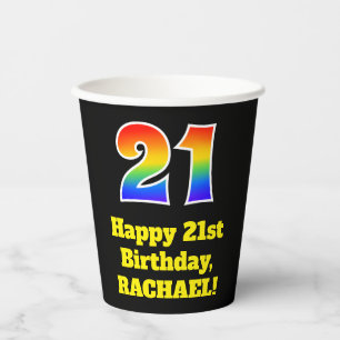 21st Birthday: Colourful, Fun, Exciting, Rainbow 2 Paper Cups
