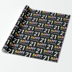 21st Birthday Colourful Typography  Wrapping Paper