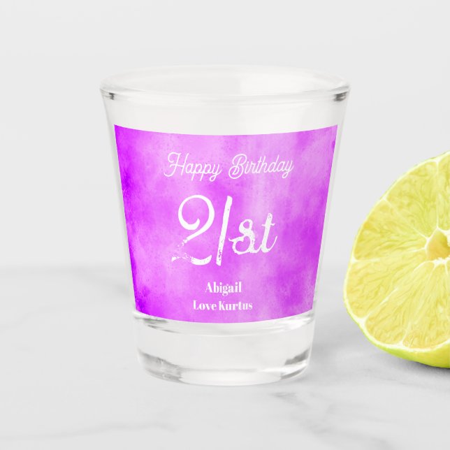 21st Birthday Cosmic Sky Cloud Effect Shot glass (Front)