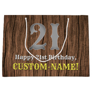 21st Birthday: Country Western Inspired Look, Name Large Gift Bag