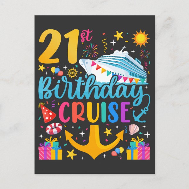 21st Birthday Cruise B-Day Party Postcard (Front)