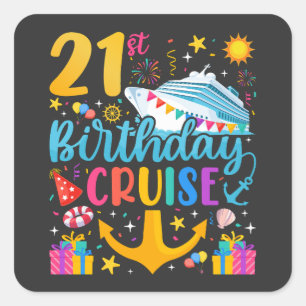21st Birthday Cruise B-Day Party Square Sticker