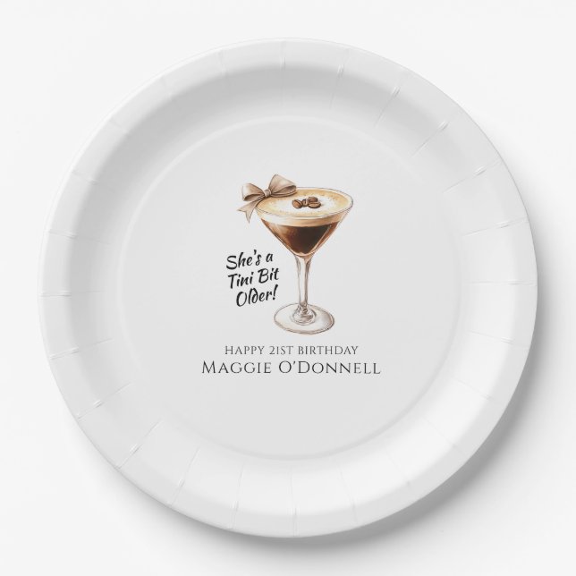 21st Birthday Custom Paper Plate Espresso Martini (Front)