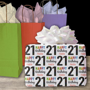 21st Birthday Customisable Name Birthday  Wrapping Paper