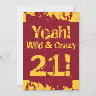 21st Birthday Damask Paint Splash Wild and Crazy Invitation