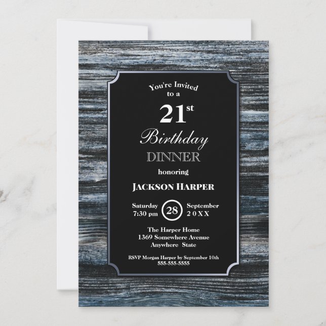 21st Birthday Dinner Wood Party Invitation (Front)