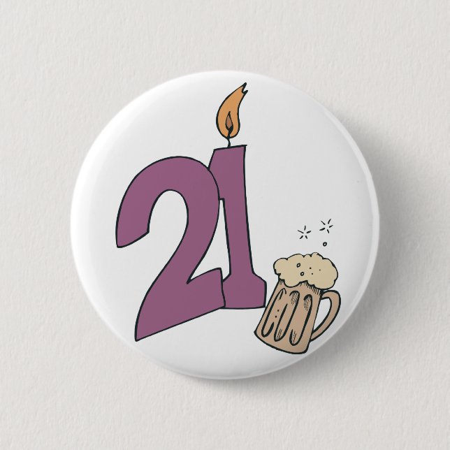 21st Birthday Drinks 6 Cm Round Badge (Front)