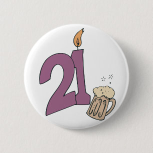 21st Birthday Drinks 6 Cm Round Badge