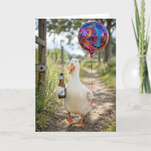 21st Birthday Duck with a Beer Card