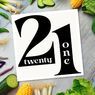21st Birthday Elegant Typography Birthday Party Napkin