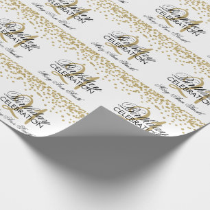 21st Birthday Faux Glitter Confetti Gold Wrapping Paper