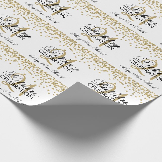 21st Birthday Faux Glitter Confetti Gold Wrapping Paper (Corner)