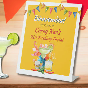 21st Birthday Fiesta Themed Bienvenidos Welcome Pedestal Sign