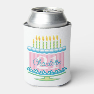 21st Birthday Floral Cake Present Custom Name Can Cooler