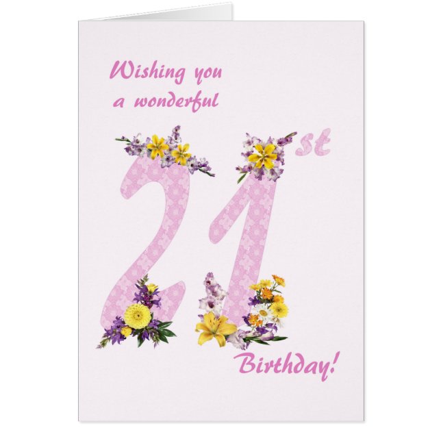 21st Birthday Flower Decorated Numbers (Front)