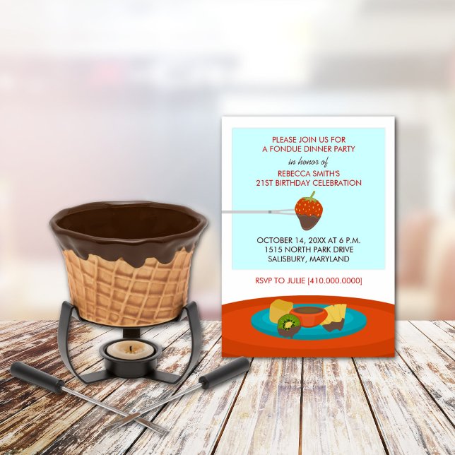 21st Birthday Fondue Dinner Party Invitations (Creator Uploaded)