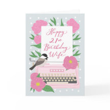 21st Birthday for Wife | Typewriter and Floral