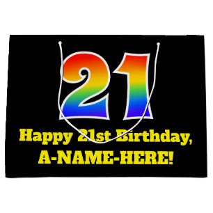 21st Birthday ~ Fun, Colourful, Vibrant, Rainbow 2 Large Gift Bag