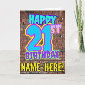 21st Birthday - Fun, Urban Graffiti Inspired Look Card