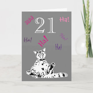 21st Birthday Funny Cat for Female Card