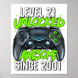 21st Birthday Gaming Level 21 Unlocked Awesome Sin Poster