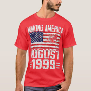 21st Birthday Gifts August 1999 American Flag 21 Y T-Shirt