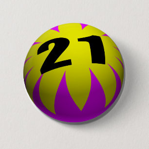 21st Birthday Gifts, Beach Ball 21! 6 Cm Round Badge