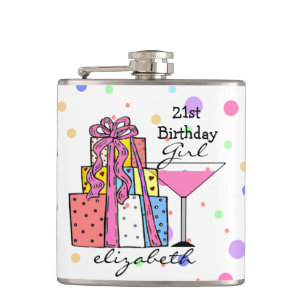 21st Birthday Girl- Hip Flask