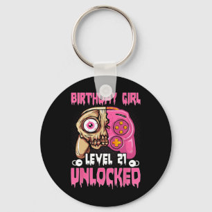 21st Birthday Girl Level 21 Unlocked Video Game Ha Key Ring