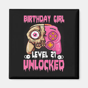 21st Birthday Girl Level 21 Unlocked Video Game Ha Magnet