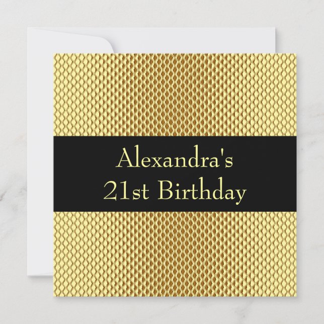 21st Birthday Glam Gold Metal Glitter Event 2 Invitation (Front)