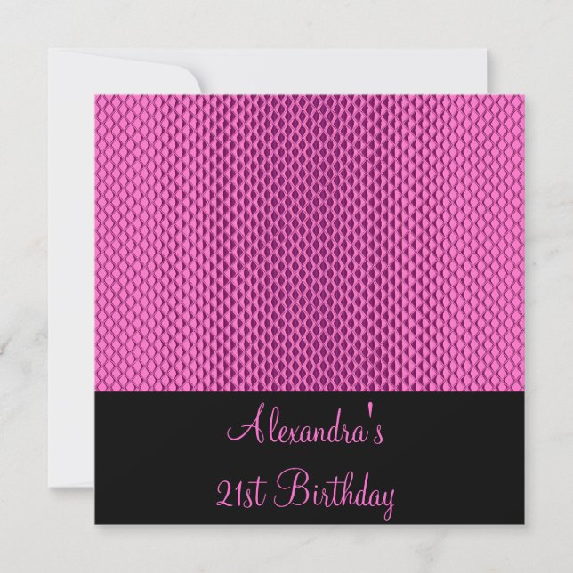 21st Birthday Glam Hot Pink Metal Glitter Event Invitation (Front)