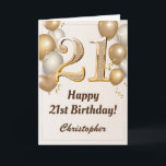 21st Birthday Gold Balloons and Confetti Birthday Card<br><div class="desc">21st Birthday Gold Balloons and Confetti Birthday Card. For further customisation,  please click the "Customise it" button and use our design tool to modify this template.</div>