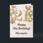 21st Birthday Gold Balloons and Confetti Birthday Card<br><div class="desc">21st Birthday Gold Balloons and Confetti Birthday Card. For further customisation,  please click the "Customise it" button and use our design tool to modify this template.</div>