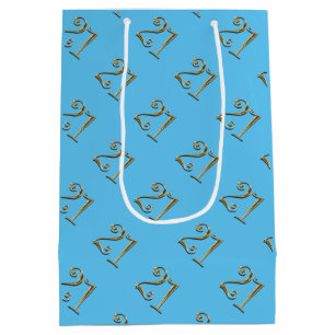 21st birthday gold blue elegant medium gift bag