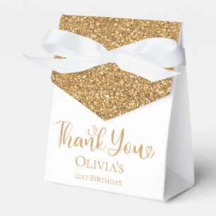 21st Birthday Gold Glitter Thank You Favour Box