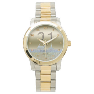21st Birthday   Gold Silver Number 21 Watch