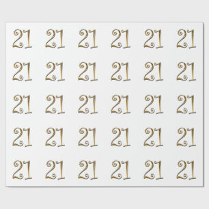21st birthday gold white elegant wrapping paper