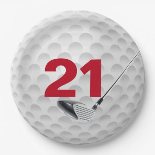 21st Birthday Golf Ball Design Paper Plate