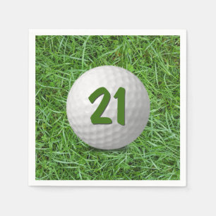 21st Birthday Golf Ball on Grass Napkin