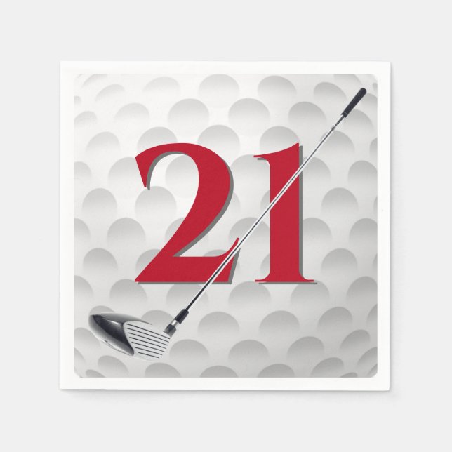 21st Birthday Golf Club Napkin (Front)