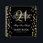 21st Birthday Guestbook Gold Confetti Black Notebook<br><div class="desc">An elegant 21st Birthday Party Guest Book template with Gold Glitter Confetti on Black design and easy to customise text.</div>
