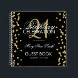 21st Birthday Guestbook Gold Confetti Black Notebook<br><div class="desc">An elegant 21st Birthday Party Guest Book template with Gold Glitter Confetti on Black design and easy to customise text.</div>