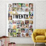 21st Birthday Hello Twenty One 40 Photo Collage Tapestry<br><div class="desc">Hello Twenty One,  21st birthday photo backdrop personalised with 40 of your favourite pictures. Create your own photo collage of square / instagram pictures,  working in rows from left to right. (If you want to change the colours,  click "customise further" or message me for assistance).</div>